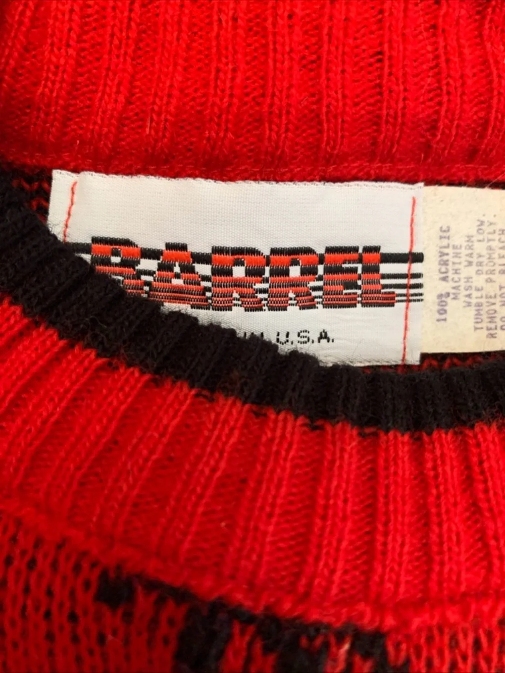 Vintage 1980’s Barrel Kids Knit Sweater Train Tracks Red Child Sz 24 Months USA